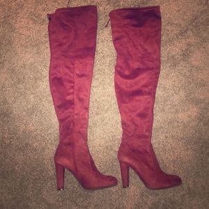 Burgundy knee boots